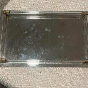 Glass Vanity Tray with Gold Corner Accents - Clear * shipped on one corner*